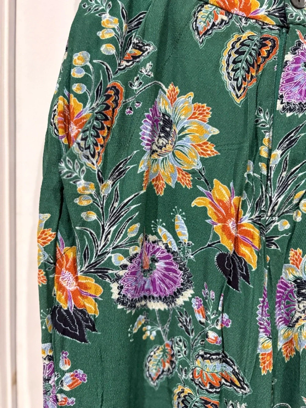 Equipment Jacqueline Floral-Print Side-Slit Wide-Leg Trousers Size 0 - Picture 7 of 10